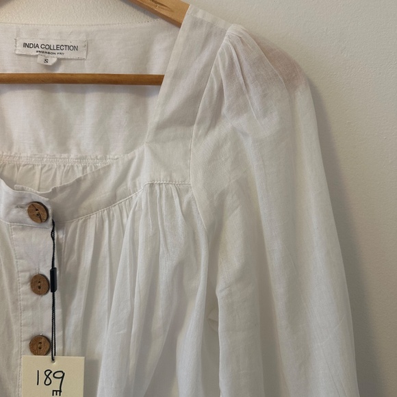 NWT Emerson Fry Laurent Button Front Long Sleeve Blouse in White | Small - Picture 3 of 15